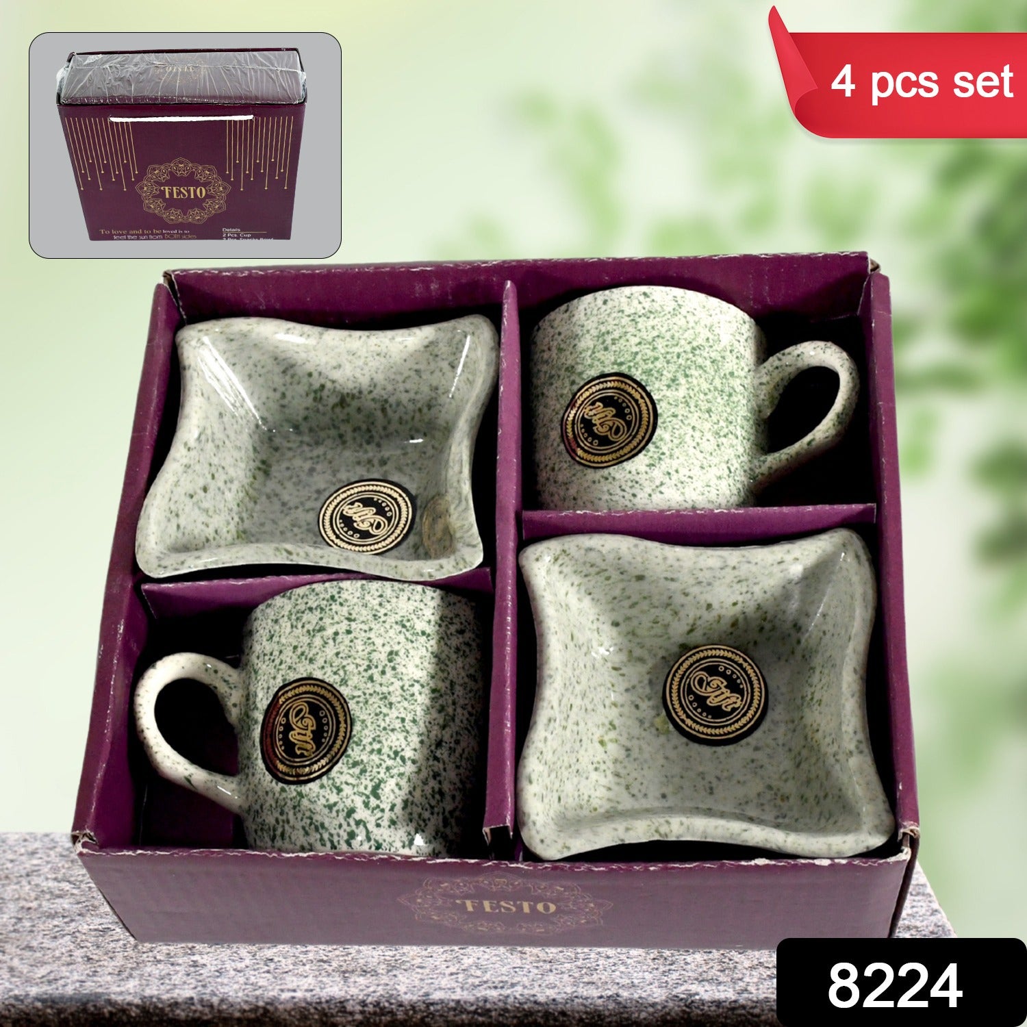 Festo Ceramic Tea Cups Mug Set Including Snacks Serving Bowl Milk Cup Coffee Cup Tea Cup Breakfast Cup Drinking Mug Or Outdoor For Household Gift For Birthday Wedding Party (4 Pcs Set)