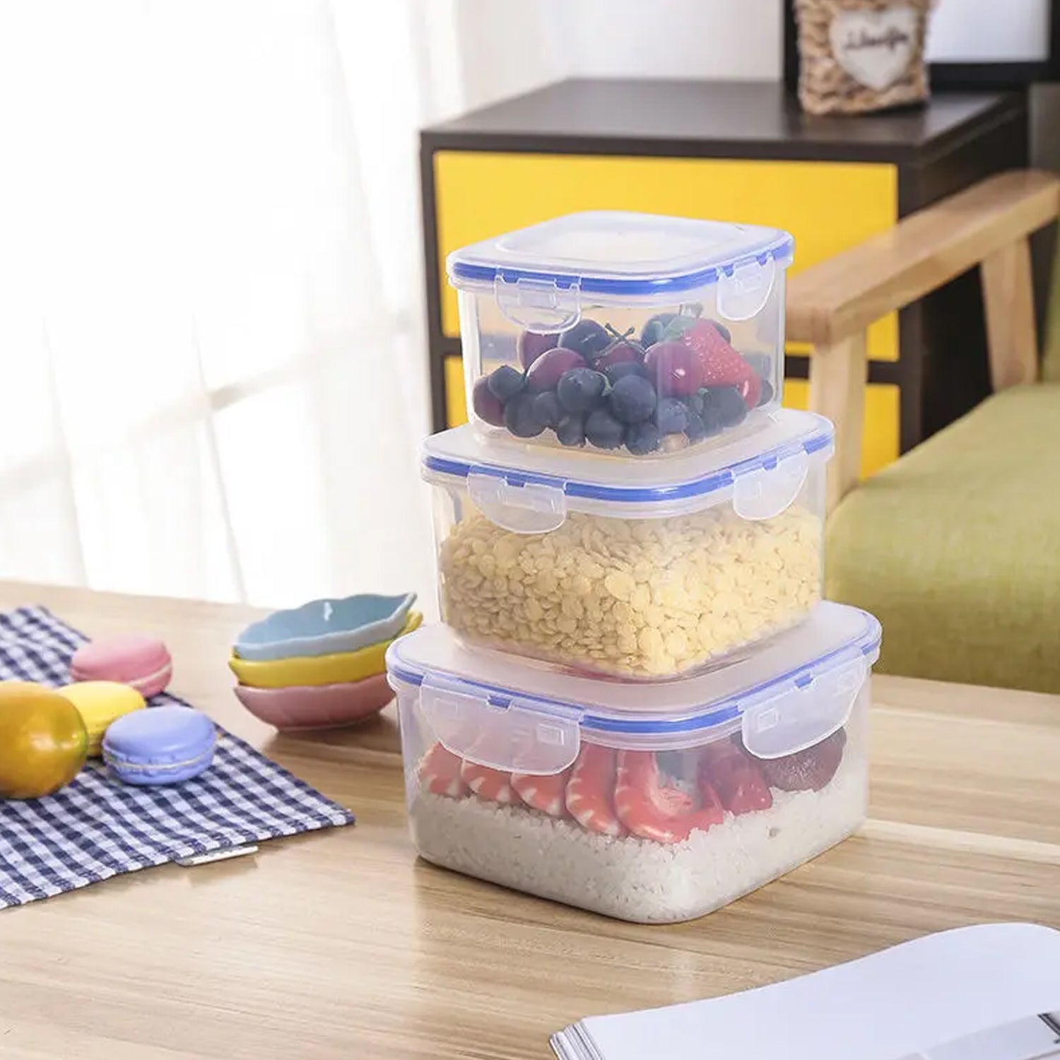 Kitchen Storage Container Set With Food Grade Plastic And Air Seal Lock Lid