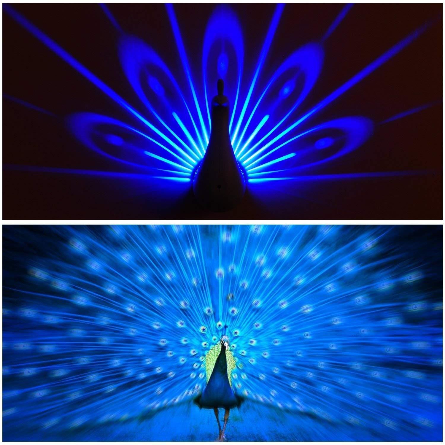 PeacockGlow: 360° Rotating Night Light Projector – A Dazzling Display of Light & Color