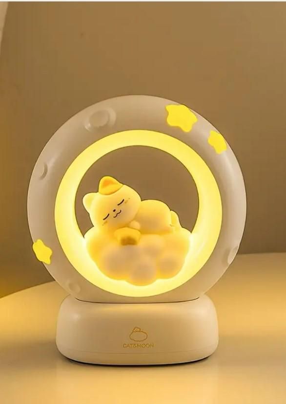 CozyCat Glow: Sleeping Cat LED Night Light with Touch Control