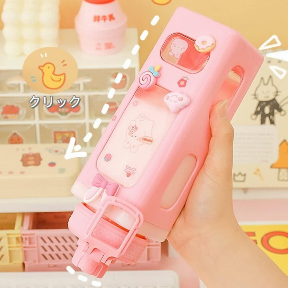 Kawaii Water Bottle with Lid and Straw (700ml)