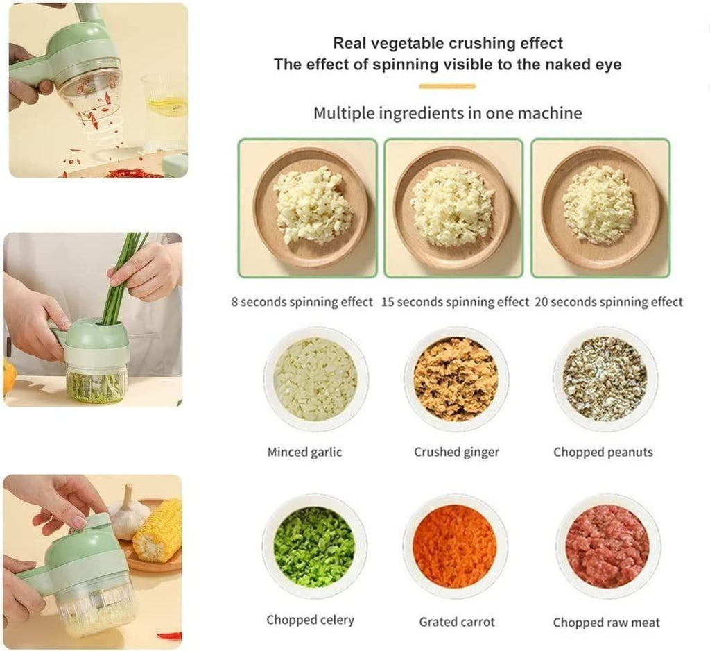 Portable Electric Vegetable Cutter Set 4 in 1