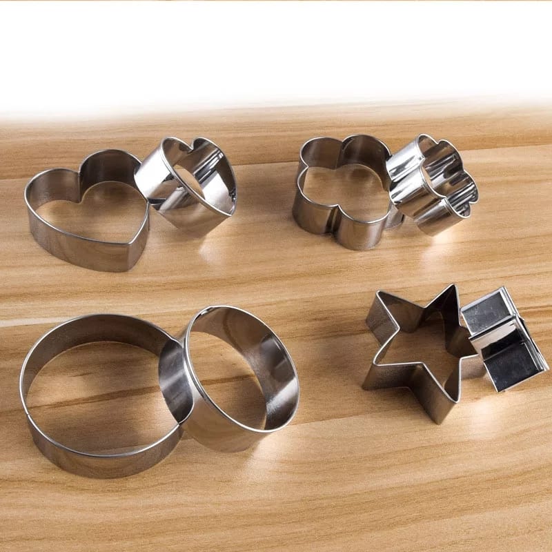 Cookie Cutter Stainless Steel Cookie Cutter With Shape Heart Round Star And Flower (12 Pieces)