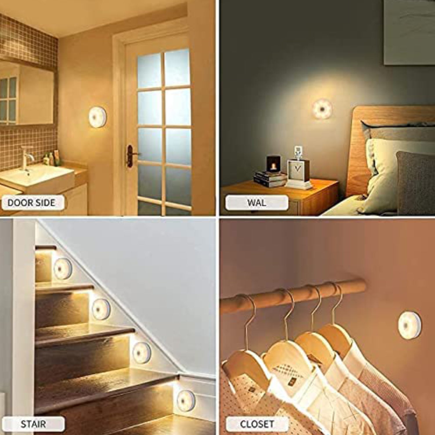 Round Shape  Led Motion Sensor Induction Led Light- 8pcs