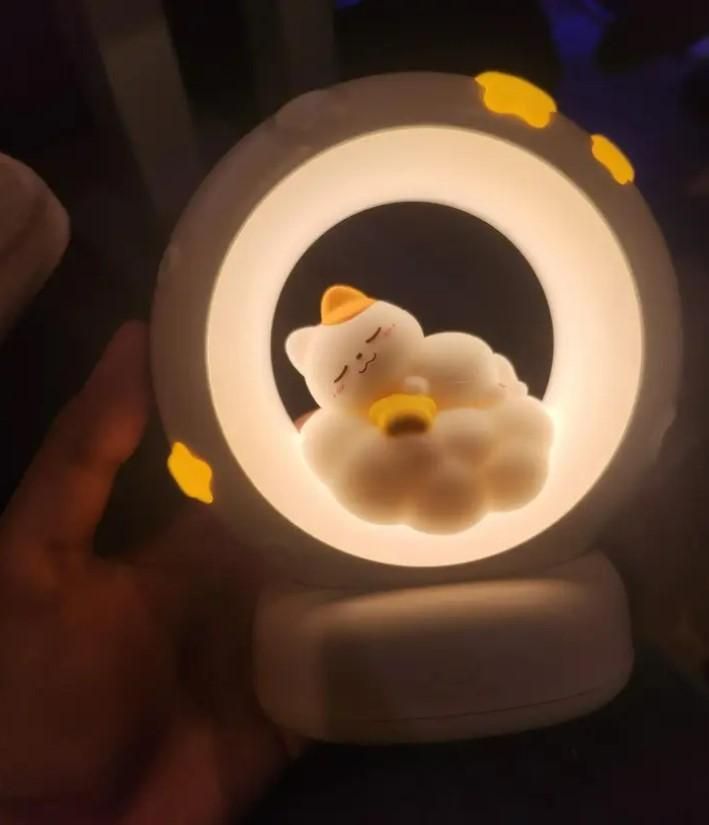 CozyCat Glow: Sleeping Cat LED Night Light with Touch Control