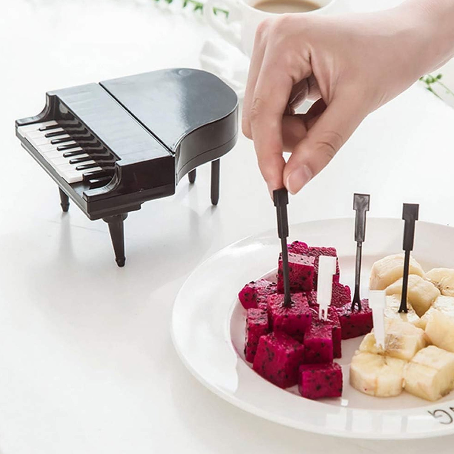 Creative Piano Fruit Forks Set Food Sticks For Dessert Fruit Snack Picking Kitchen Dining Tools (10 Pc Set)