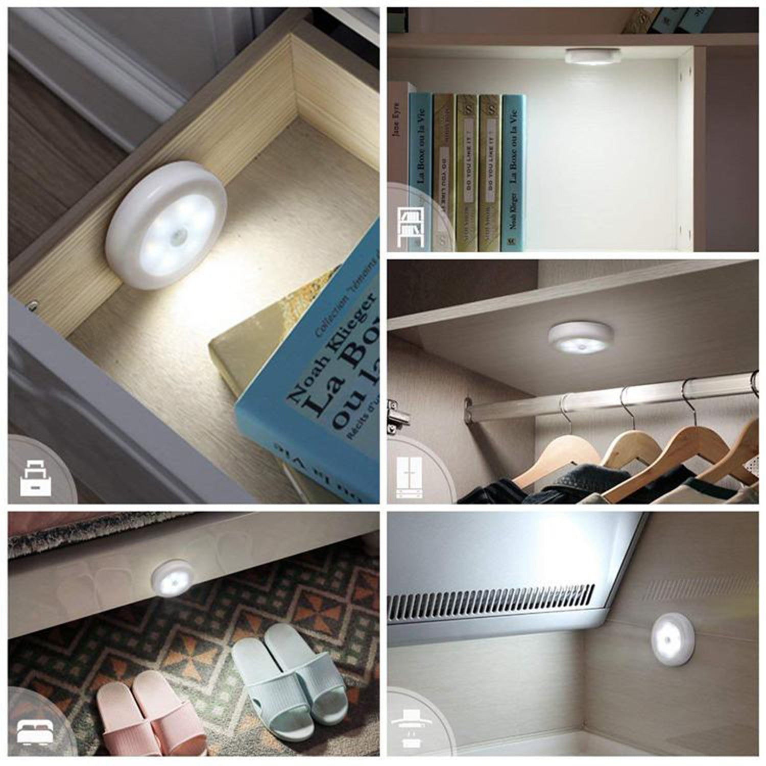 Round Shape  Led Motion Sensor Induction Led Light- 8pcs
