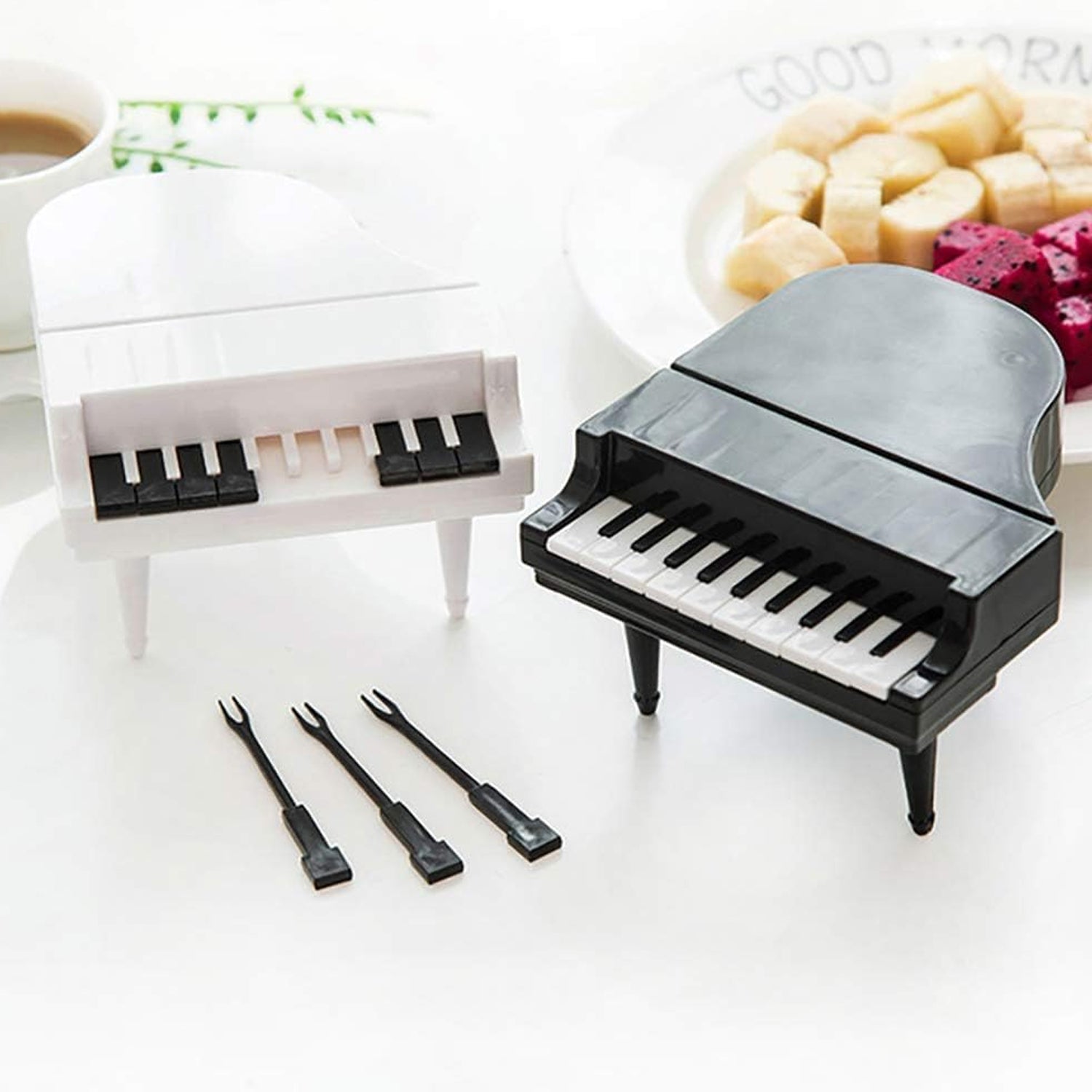 Creative Piano Fruit Forks Set Food Sticks For Dessert Fruit Snack Picking Kitchen Dining Tools (10 Pc Set)