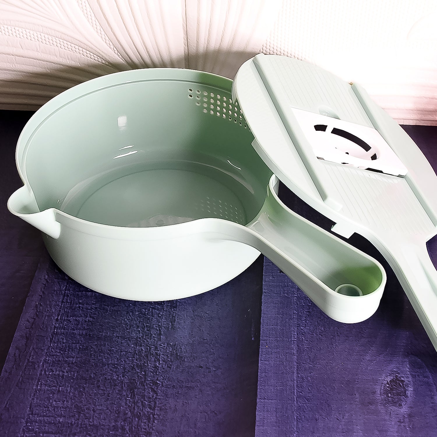 Vegetable Chopper With Drain Basket  6 In 1 Vegetable Slicer Blades (1 Set)