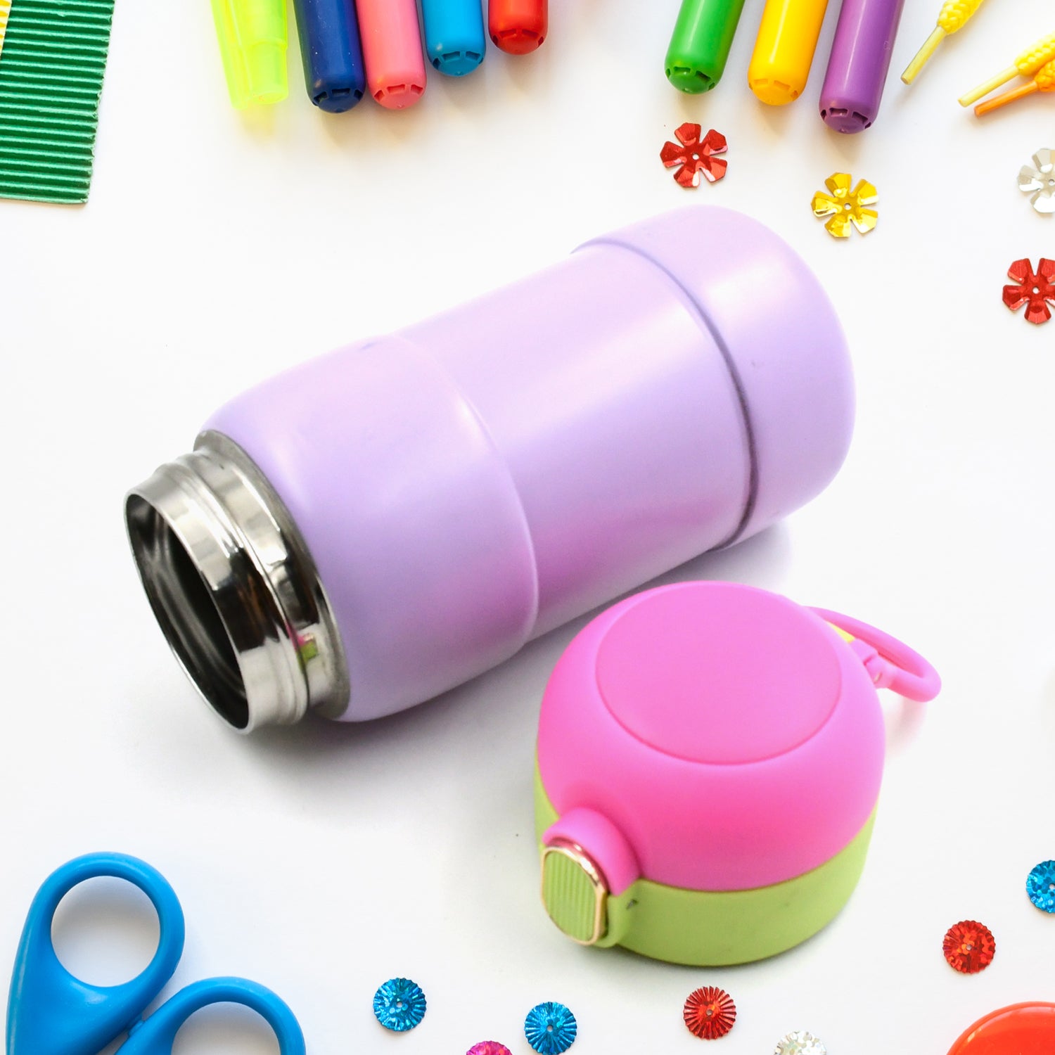 Stainless Steel Water Bottle For Kids Adults Steel Flask Metal Thermos Spill Proof Cap Closure Bpa Free For School Home Office Drinkware (1 Pc  Mix Design)