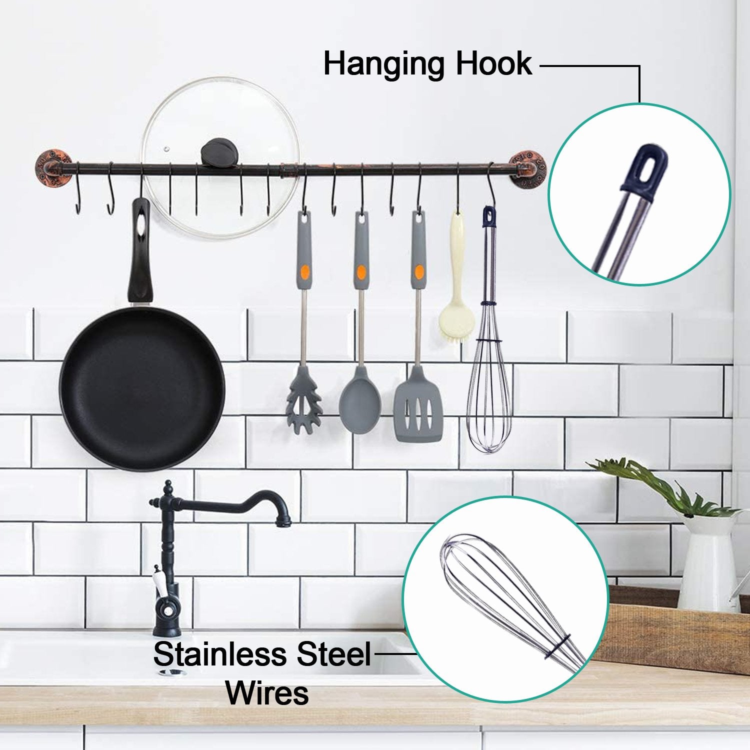 Stainless Steel Wire Whiskballoon Whiskegg Frother Milk  Egg Beater (8 Inch)