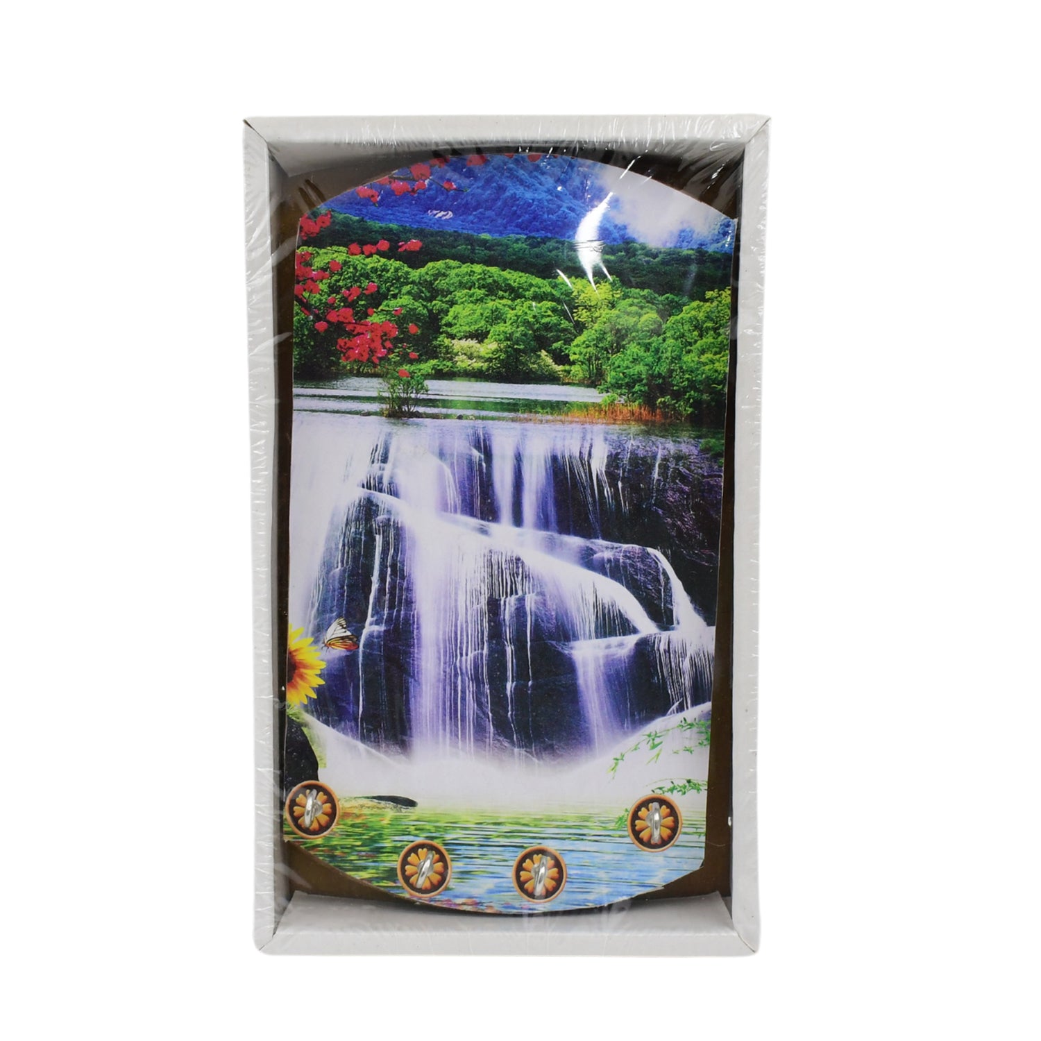 Decorative Wooden Vertical Scenery With Hooks For Wall Hanging