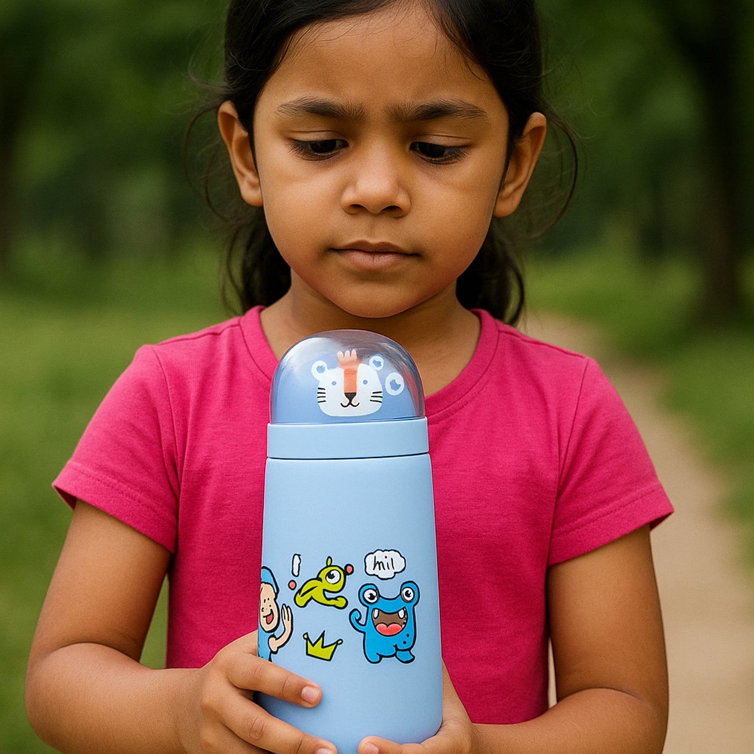 Double Wall Cartoon Glass Water Bottle 350ml
