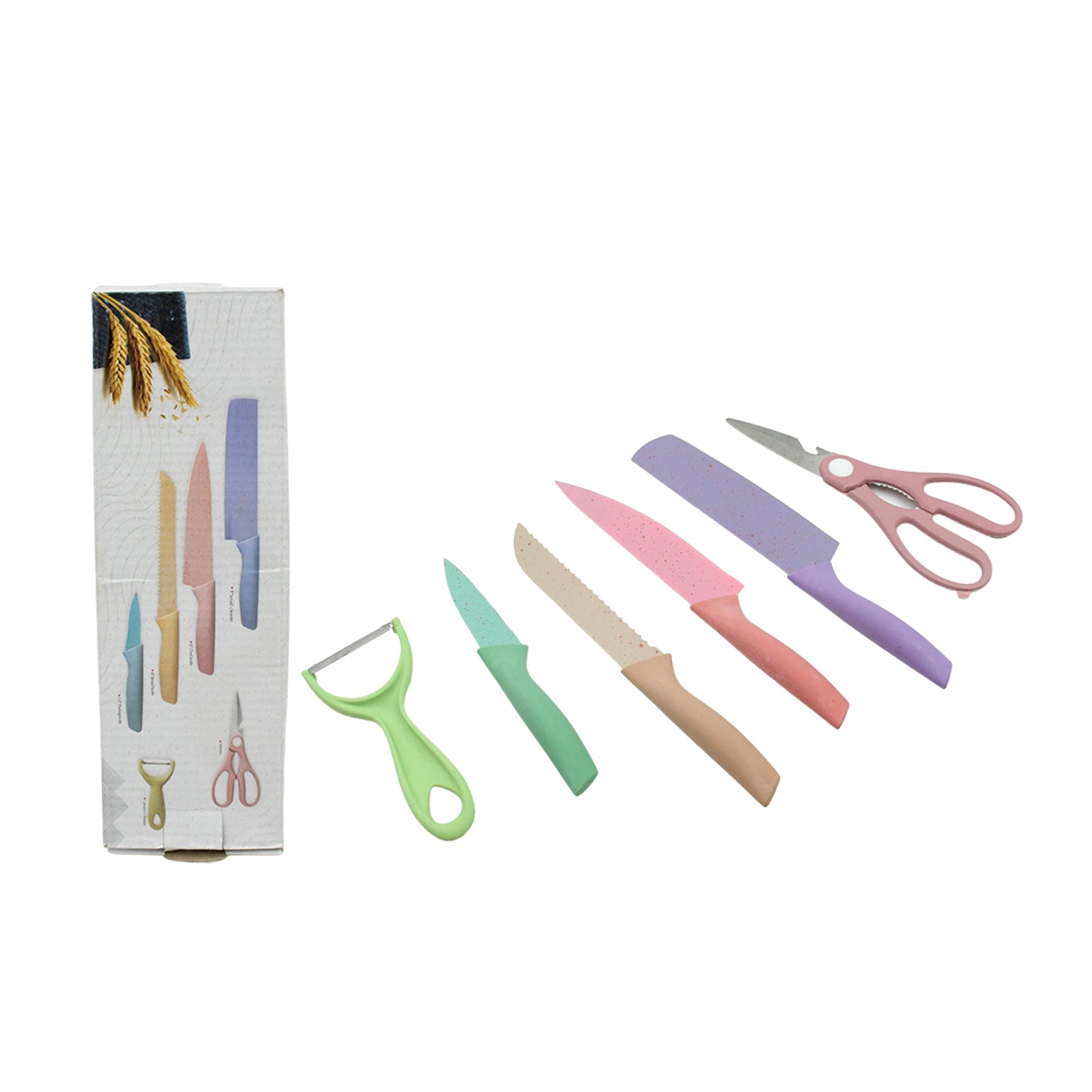 Corrugated 6pc Kitchen Knife Set Professional Box Knife Set 6 Piece Forged Kitchen Knives With Box.