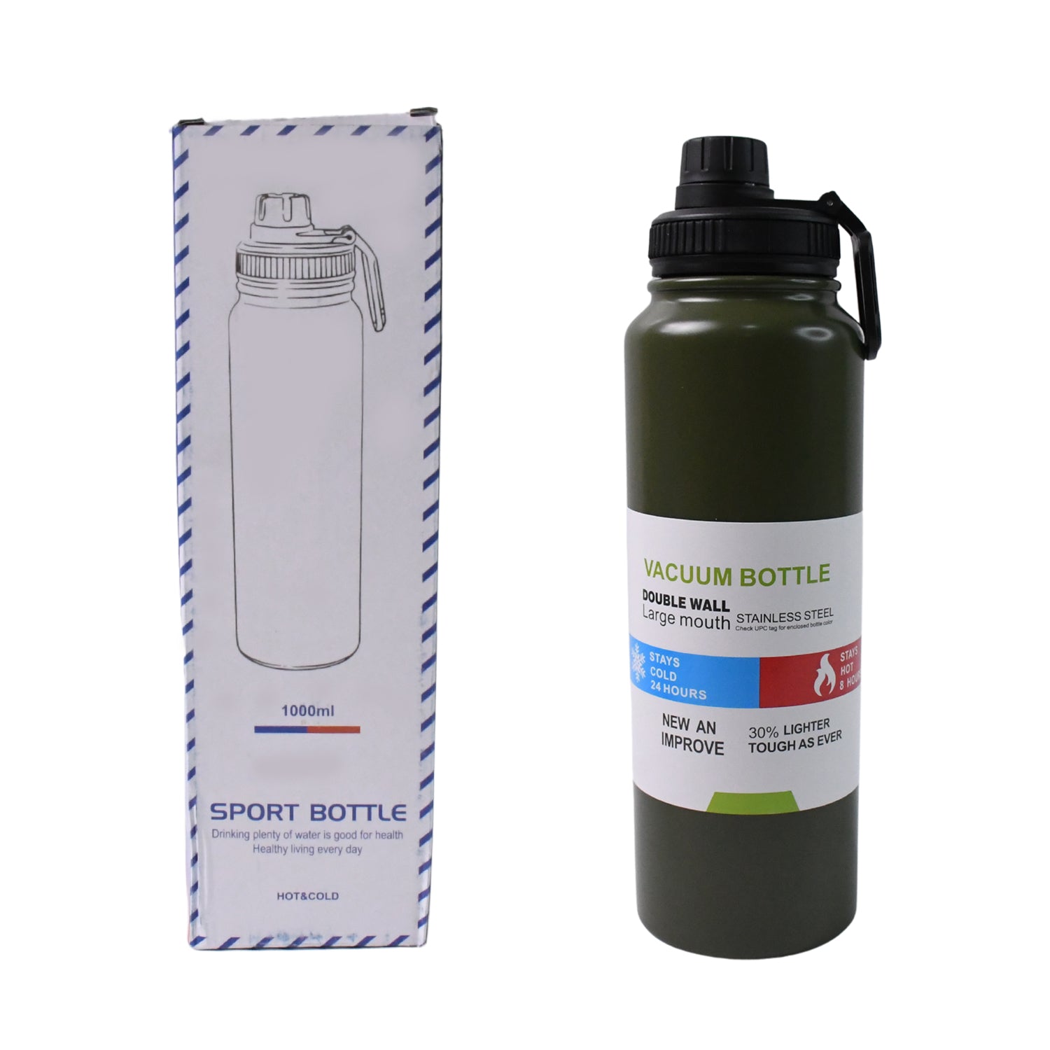 Stainless Steel Double Wall Vacuum-insulated Drink Water Bottle (1Liter)