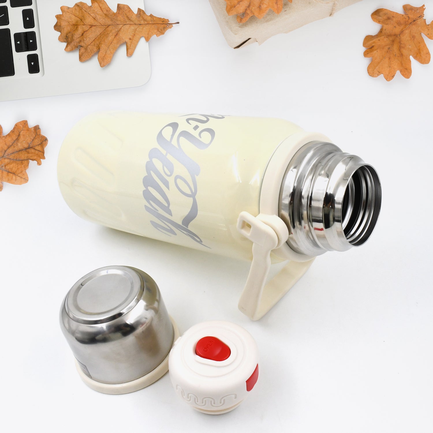 Stainless Steel Vacuum Insulated Water Bottle  Leak Proof Flask For Tea Coffee  Reusable Water Bottle With Hanging Strap  Bottle For Hot  Cold Drinks Wide Mouth Water Flask (900 ml)
