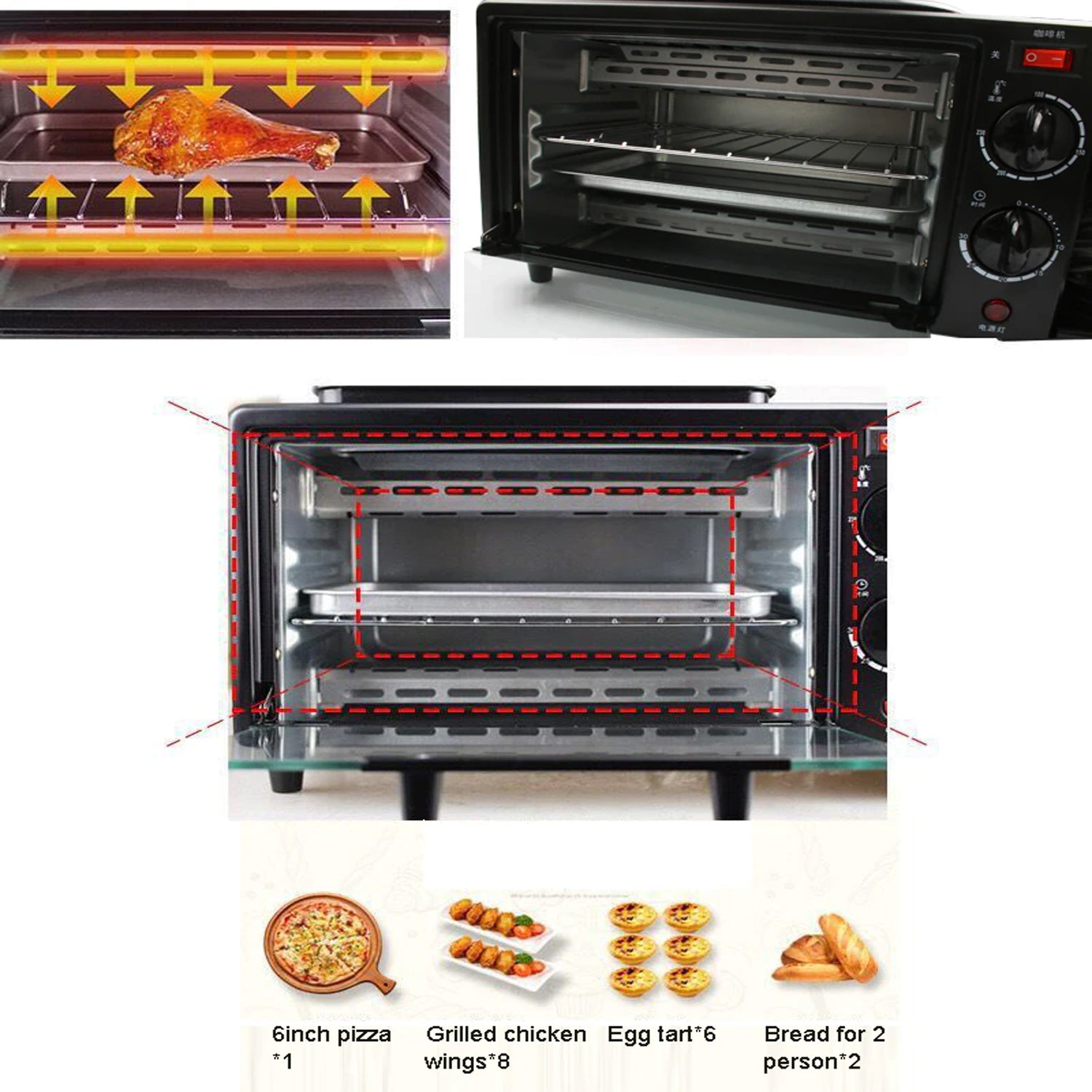 Breakfast Maker Portable Toaster Oven Grill Pan  Coffee Maker Full Breakfast Ready At One Go