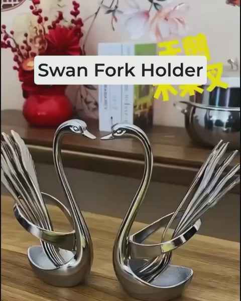 Swan Base Fork Holder With Fork Set for  Kitchen & Home Decor