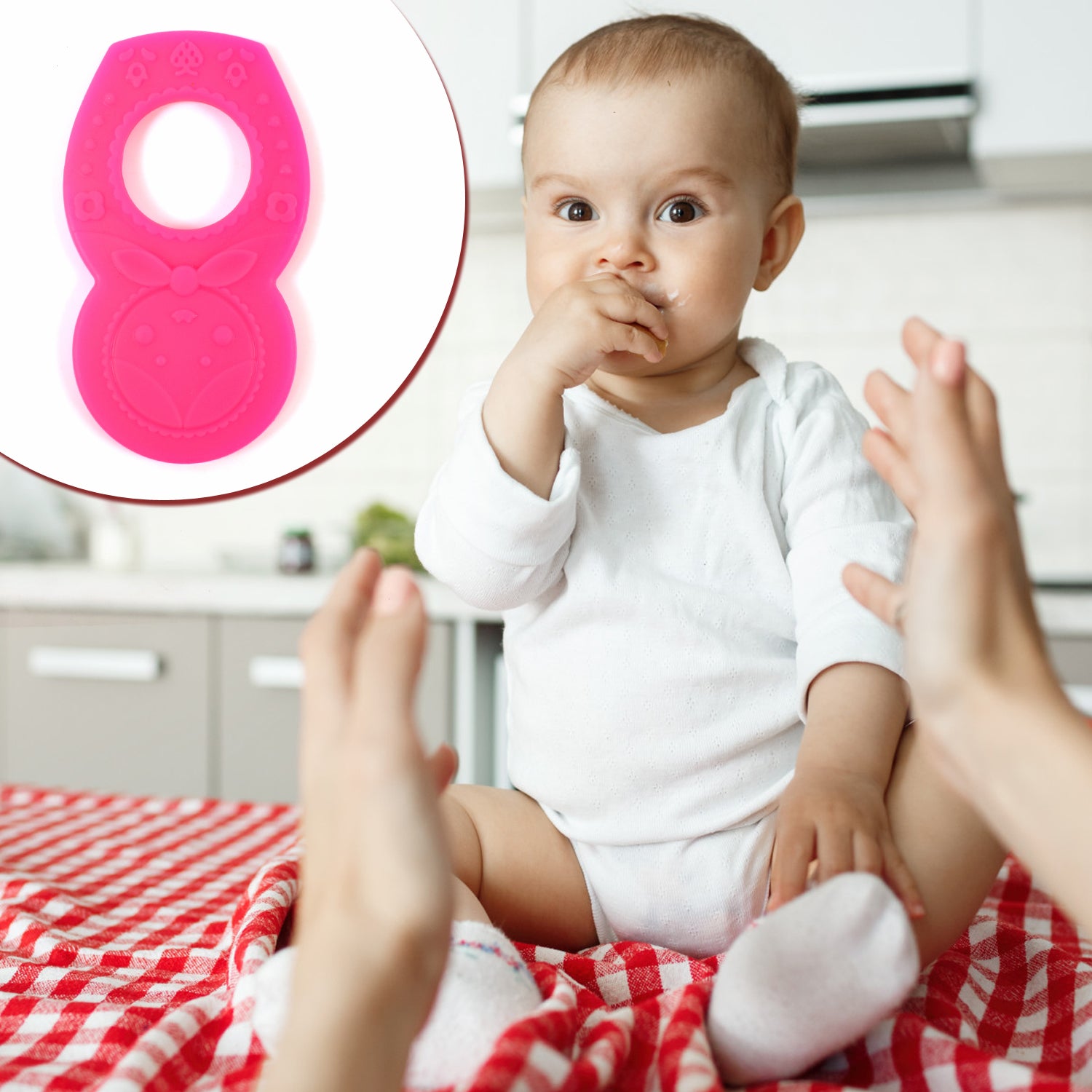 Silicone Baby Teether Pack Of 4 (Mix Design  Color)