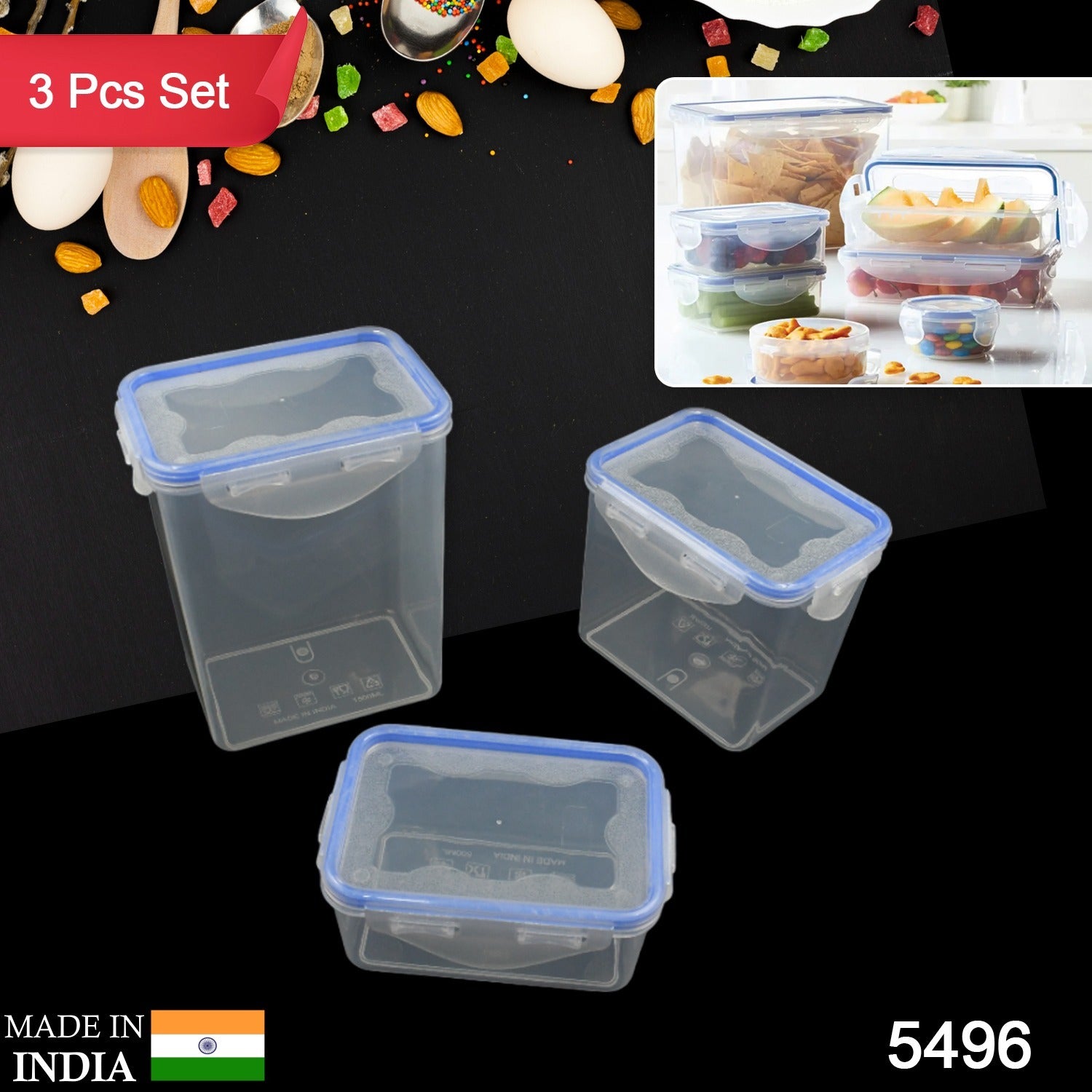 Kitchen Storage Container Set With Food Grade Plastic And Air Seal Lock Lid