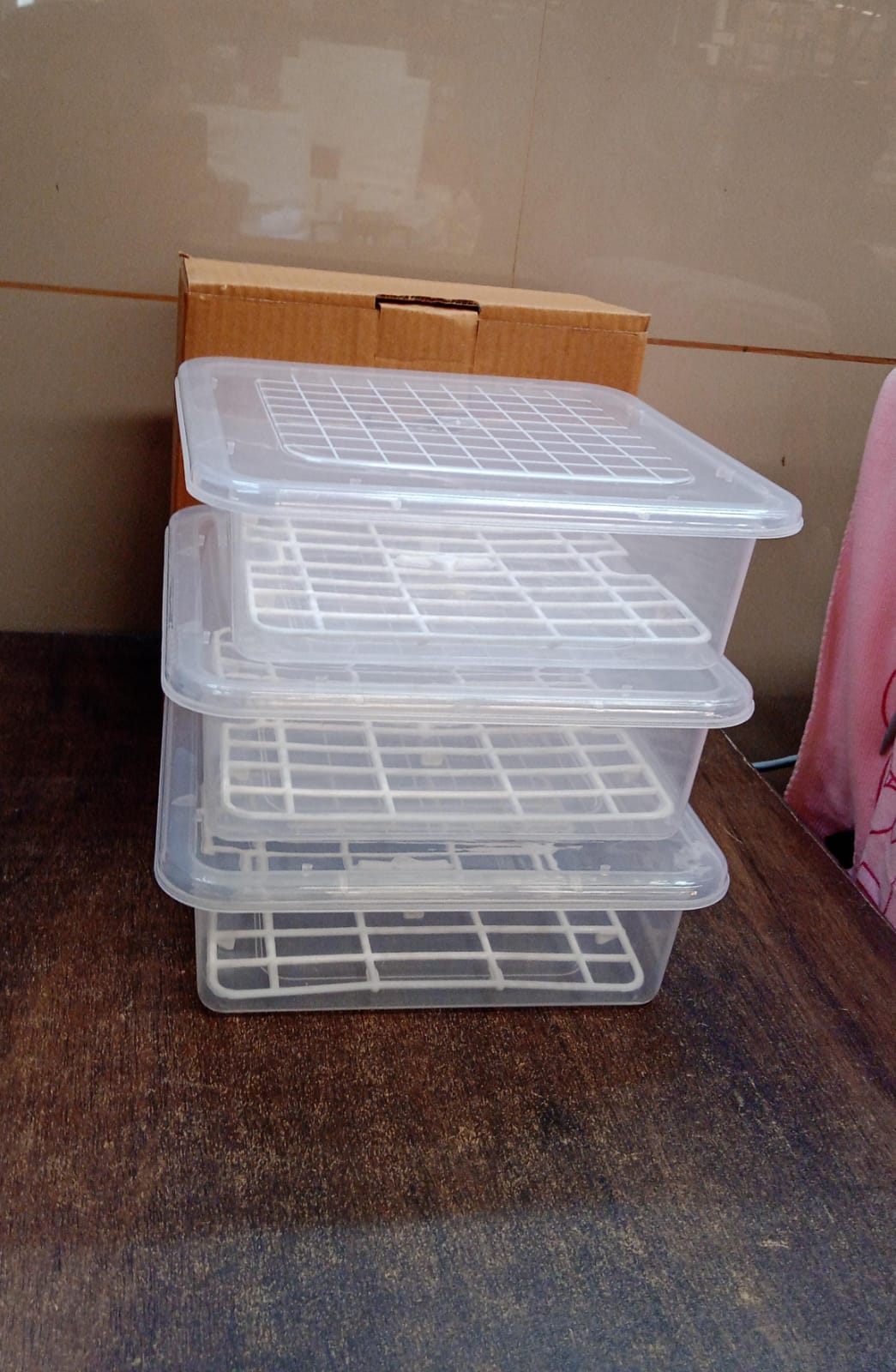 Food Storage Containers With Removable Drain Tray And Lid (3 Pcs Set)