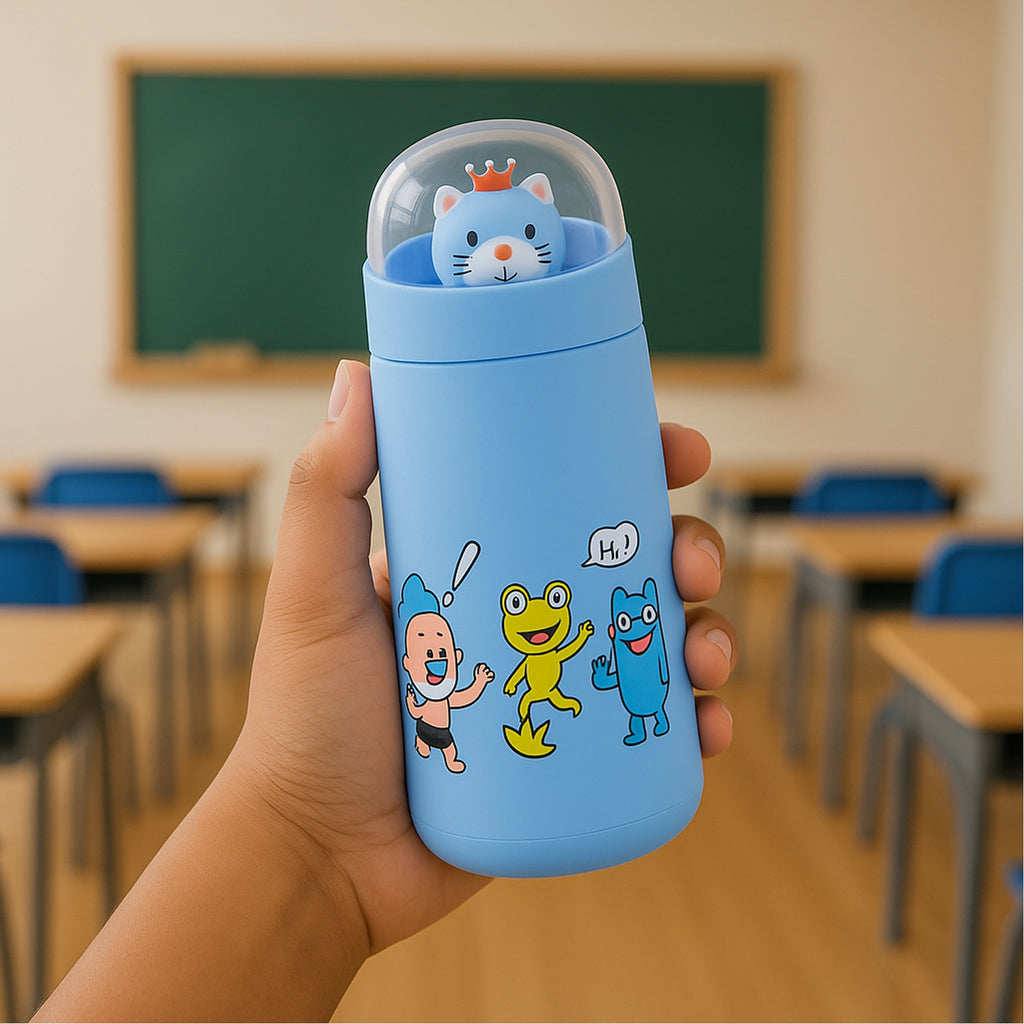 Double Wall Cartoon Glass Water Bottle 350ml